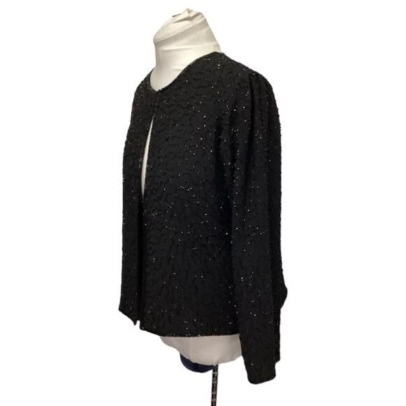 JMD New York VTG Women’s Neck Closure Open Front Sequin Formal Jacket, size PM - Picture 2 of 6
